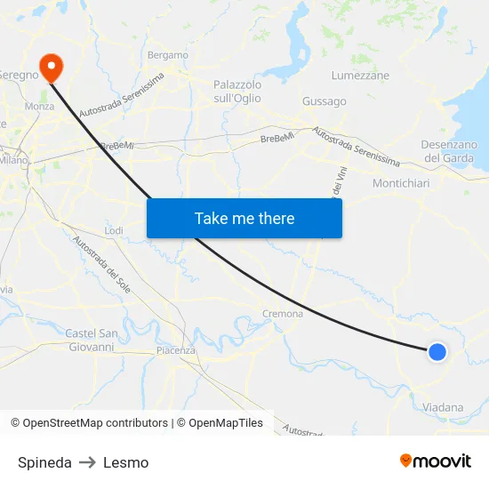 Spineda to Lesmo map