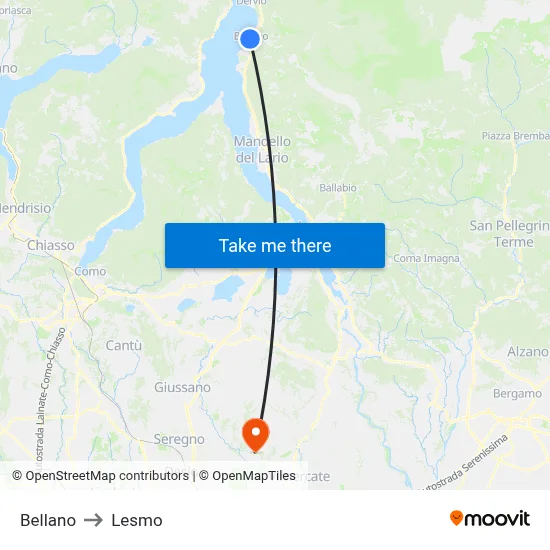 Bellano to Lesmo map