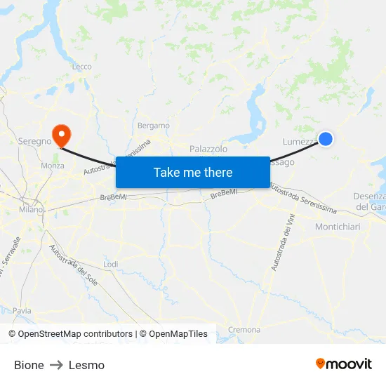 Bione to Lesmo map