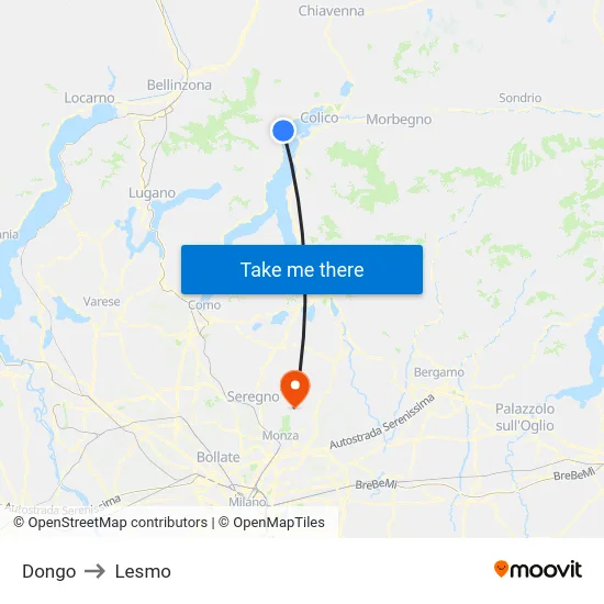 Dongo to Lesmo map