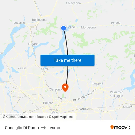 Consiglio Di Rumo to Lesmo map
