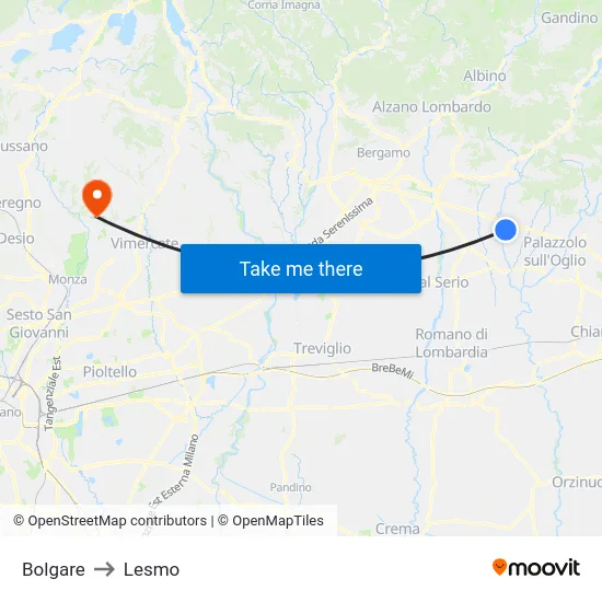 Bolgare to Lesmo map