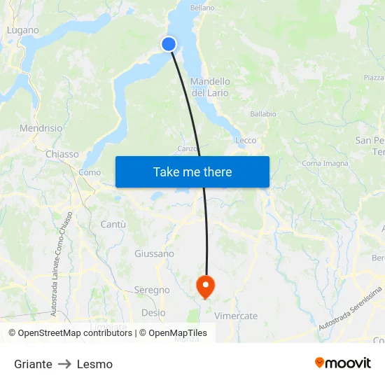 Griante to Lesmo map
