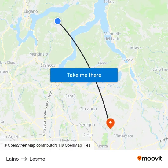 Laino to Lesmo map