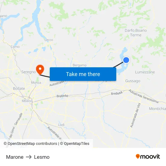 Marone to Lesmo map