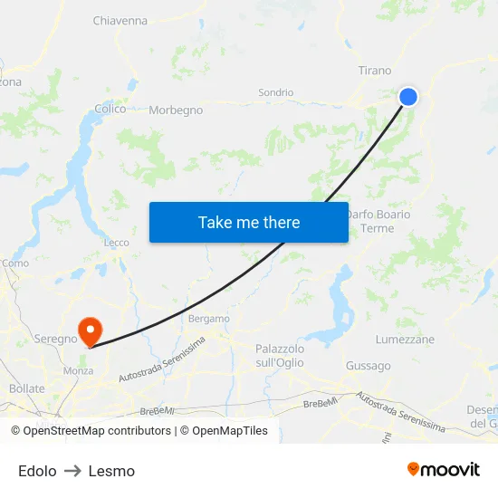 Edolo to Lesmo map