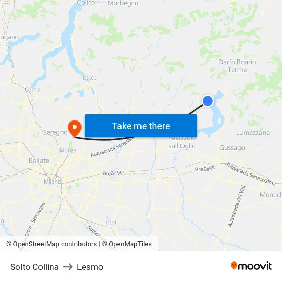 Solto Collina to Lesmo map