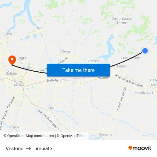 Vestone to Limbiate map