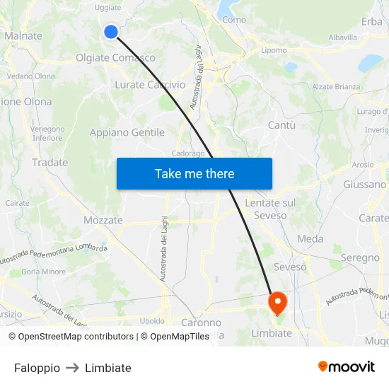 Faloppio to Limbiate map