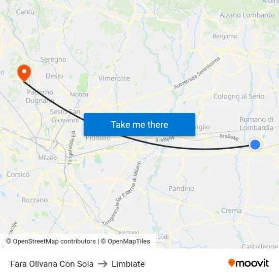 Fara Olivana Con Sola to Limbiate map