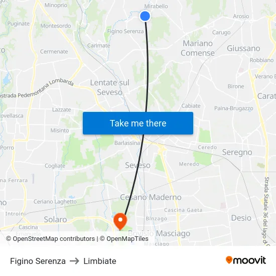 Figino Serenza to Limbiate map