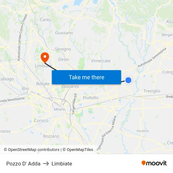 Pozzo D' Adda to Limbiate map