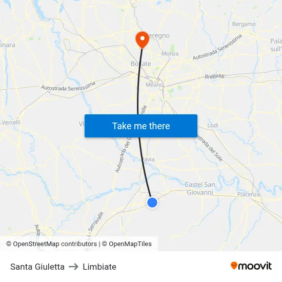 Santa Giuletta to Limbiate map