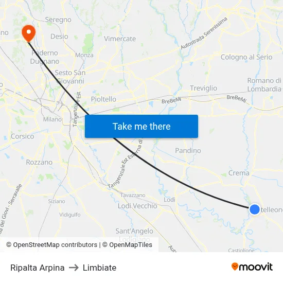Ripalta Arpina to Limbiate map