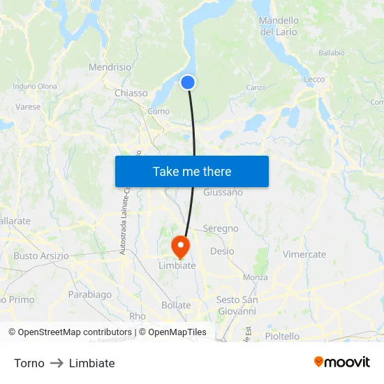 Torno to Limbiate map