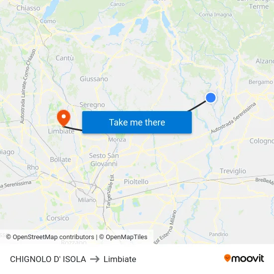 Chignolo D' Isola to Limbiate map