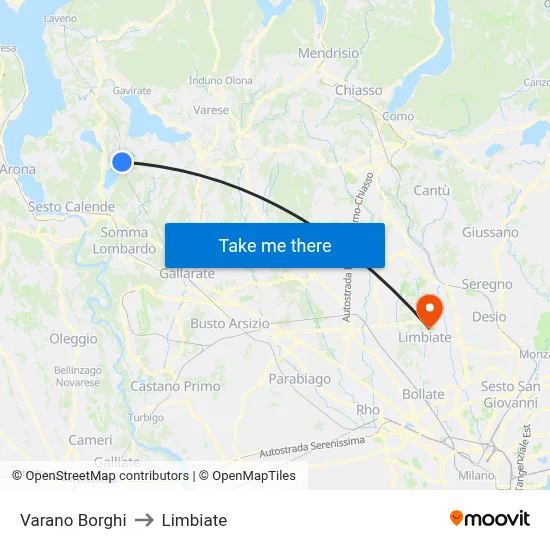 Varano Borghi to Limbiate map