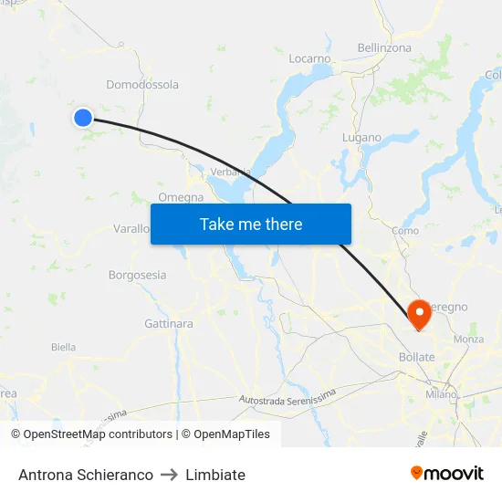 Antrona Schieranco to Limbiate map