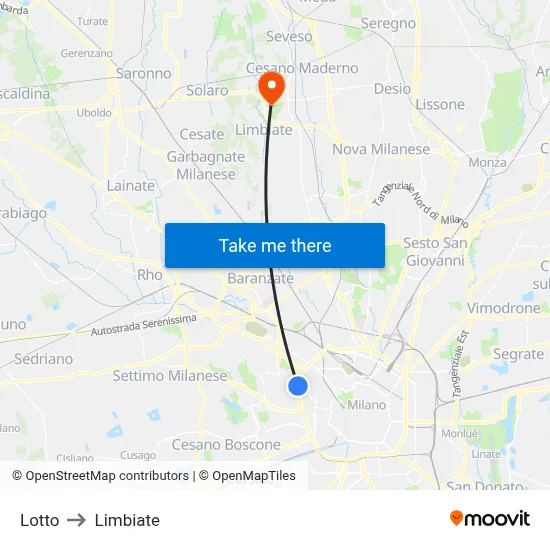 Lotto to Limbiate map