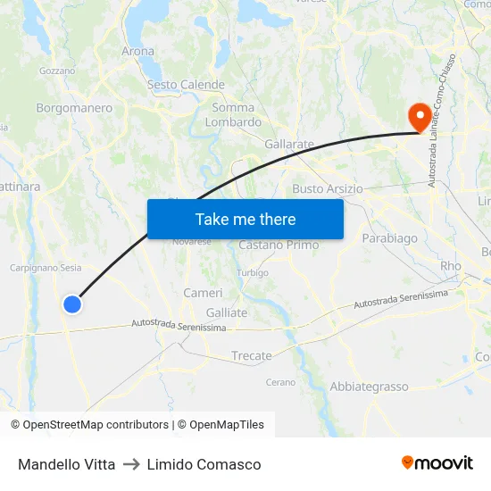 Mandello Vitta to Limido Comasco map
