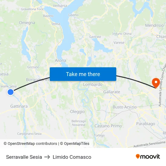 Serravalle Sesia to Limido Comasco map
