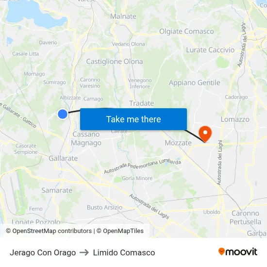 Jerago con Orago to Limido Comasco map