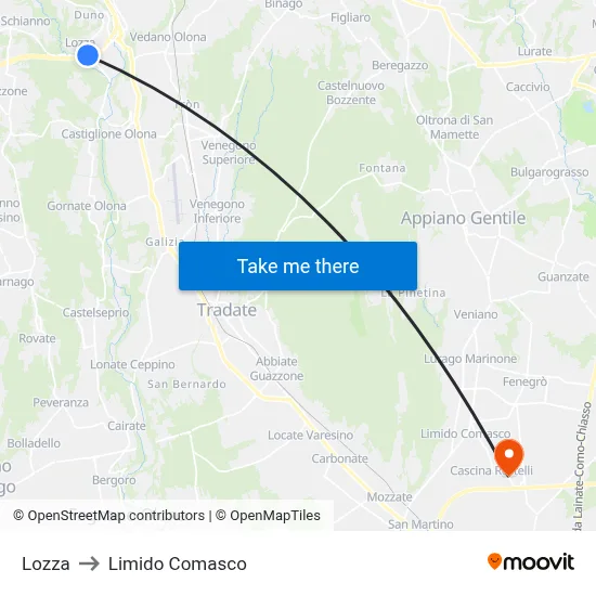 Lozza to Limido Comasco map