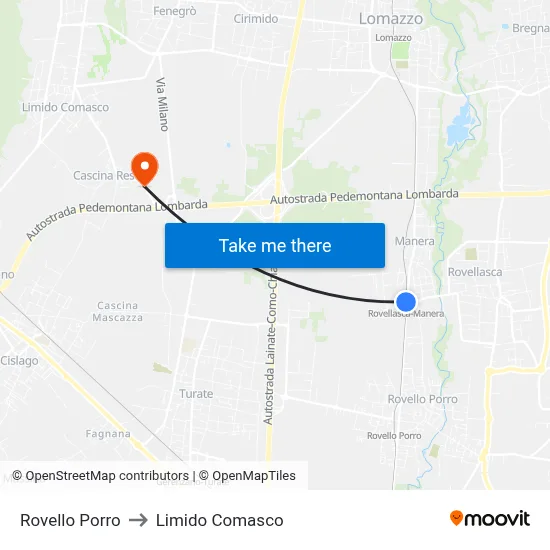 Rovello Porro to Limido Comasco map