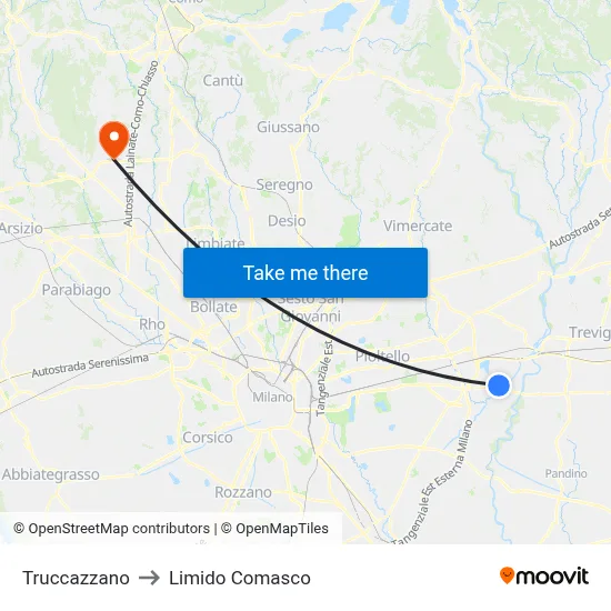 Truccazzano to Limido Comasco map