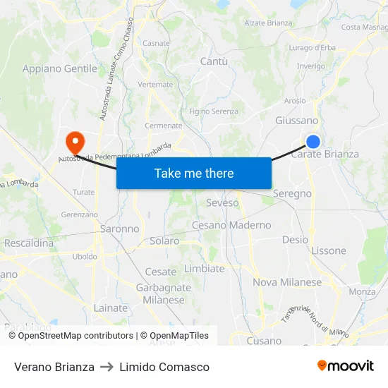 Verano Brianza to Limido Comasco map