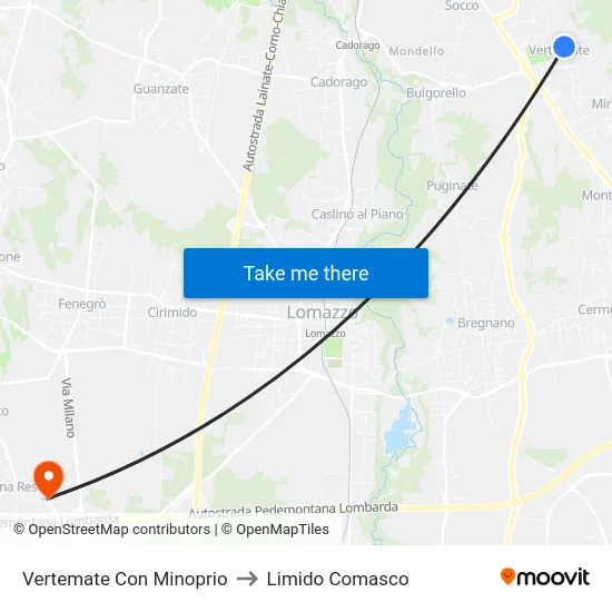 Vertemate Con Minoprio to Limido Comasco map