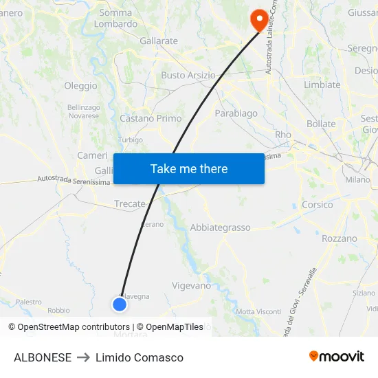 ALBONESE to Limido Comasco map