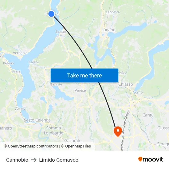 Cannobio to Limido Comasco map
