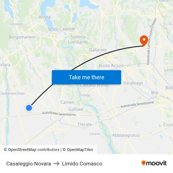 Casaleggio Novara to Limido Comasco map
