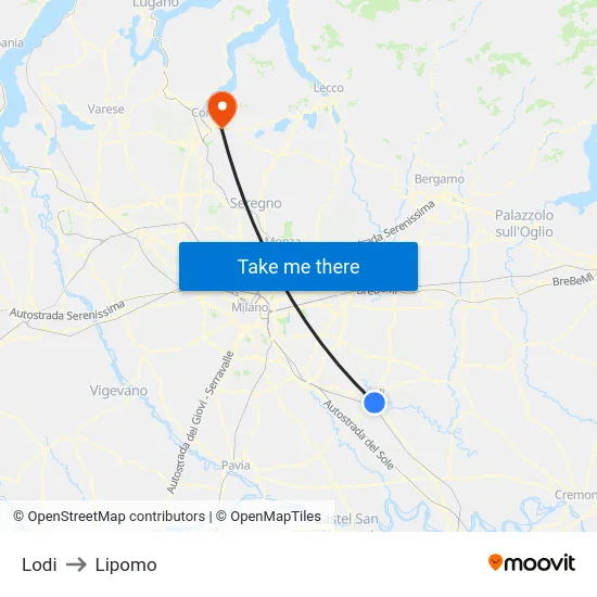 Lodi to Lipomo map