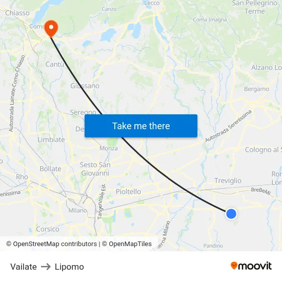 Vailate to Lipomo map