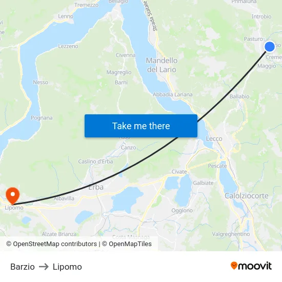 Barzio to Lipomo map