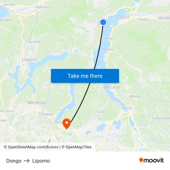 Dongo to Lipomo map