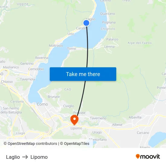 Laglio to Lipomo map