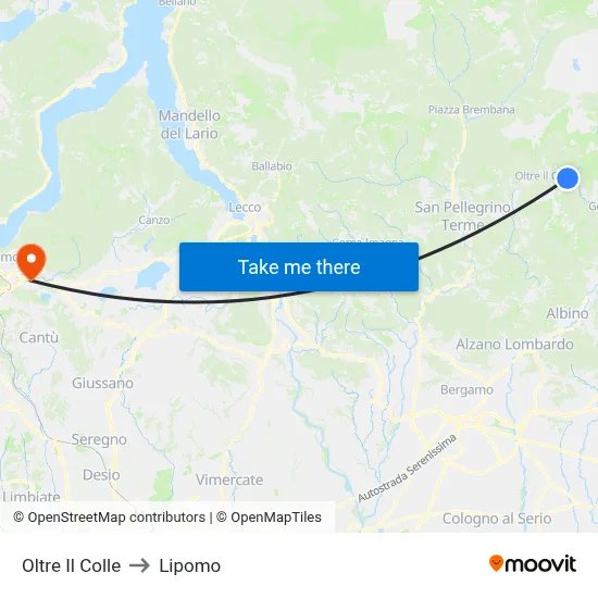 Oltre Il Colle to Lipomo map