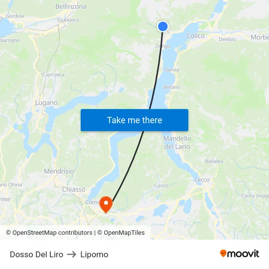 Dosso Del Liro to Lipomo map