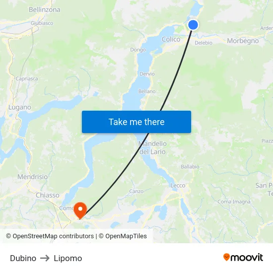 Dubino to Lipomo map
