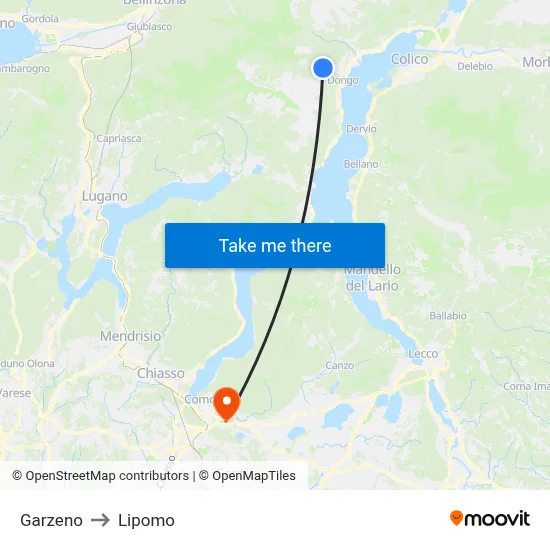 Garzeno to Lipomo map