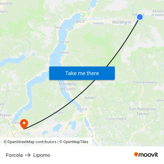 Forcola to Lipomo map
