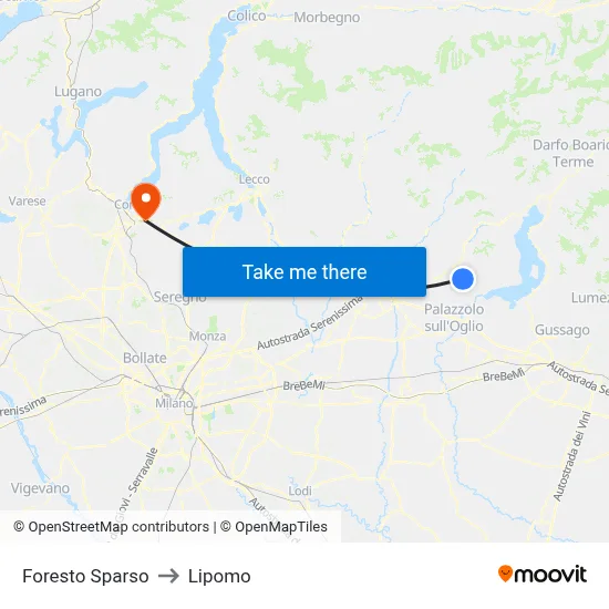 Foresto Sparso to Lipomo map