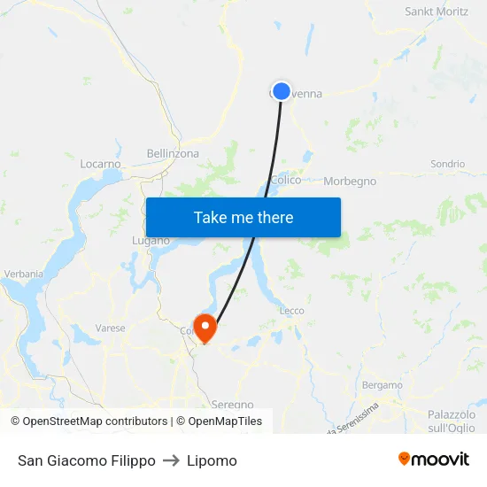 San Giacomo Filippo to Lipomo map