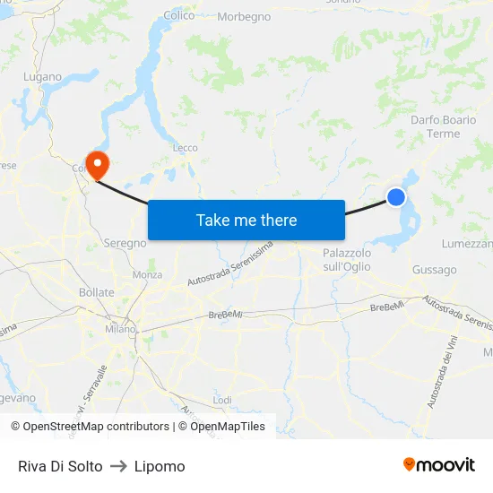 Riva Di Solto to Lipomo map
