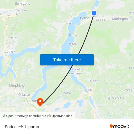 Sorico to Lipomo map