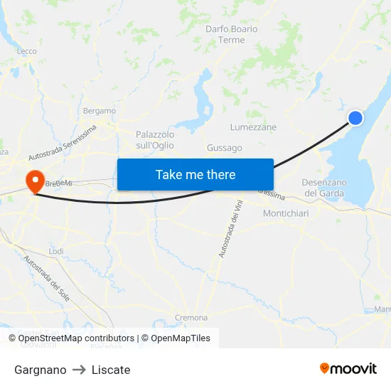 Gargnano to Liscate map
