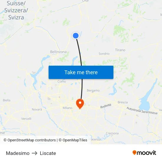 Madesimo to Liscate map